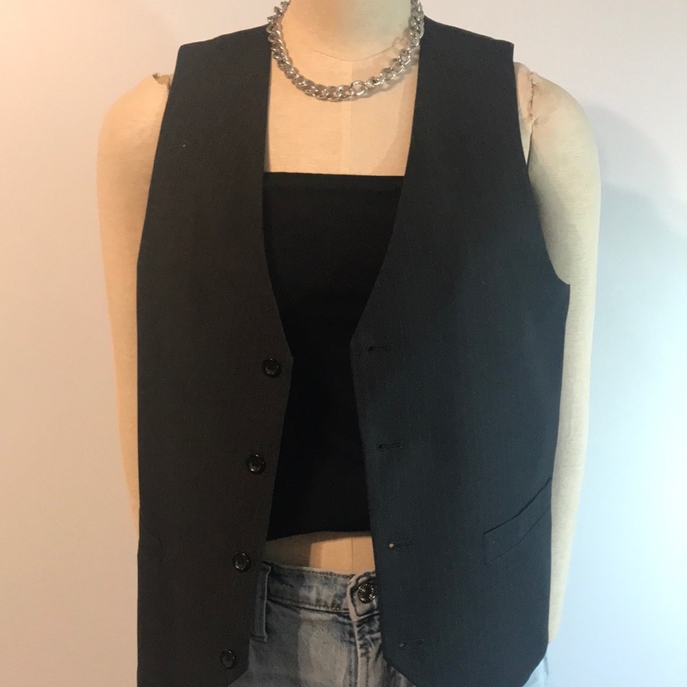 Pinstripe Black Vest unisex fit